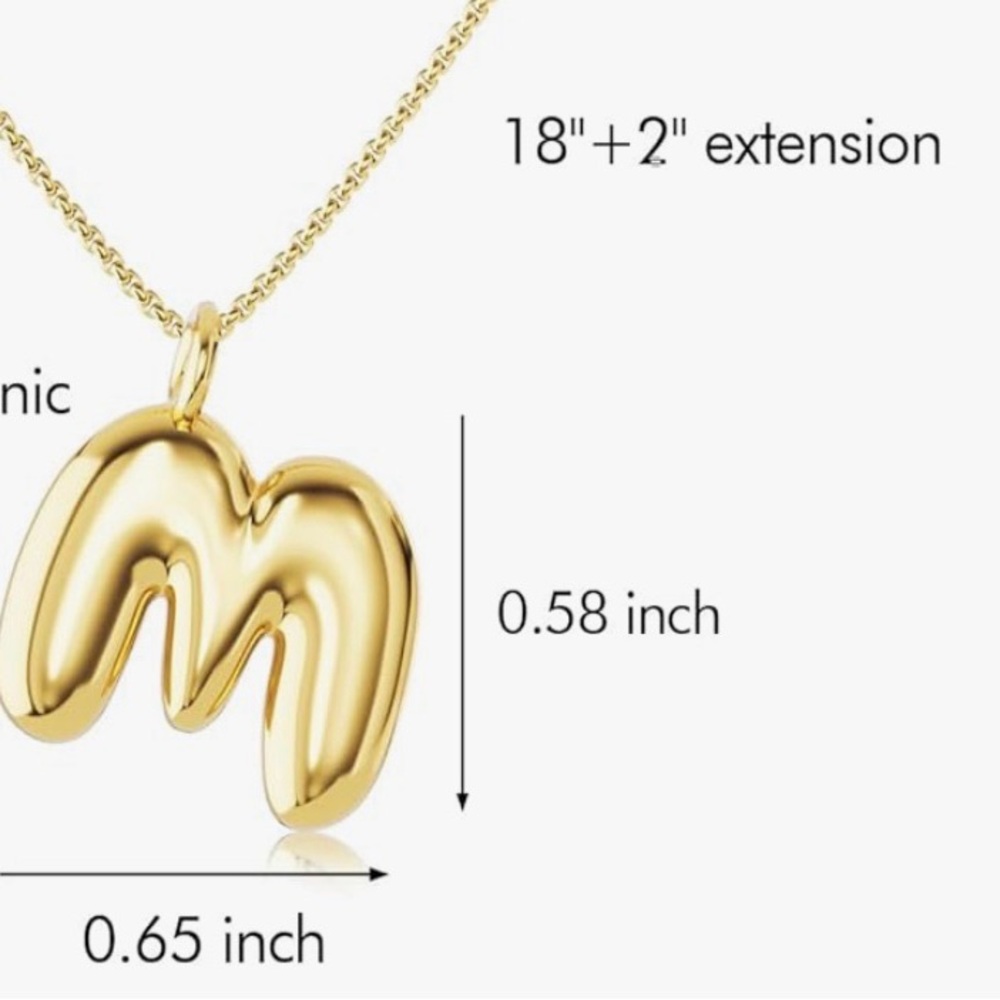 Gold Plated 3D Bubble Initial Necklace - Picture 2 of 2